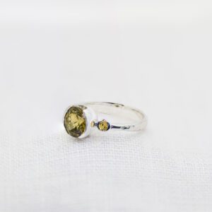 Custom lichen ring reusing customers own gemstones