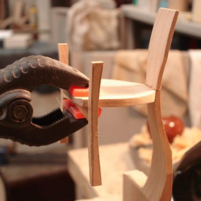 Large tool, or small chair?! Mock-up of Robin the Rocker being made