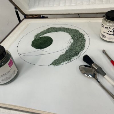 STARTING DRAWING DIRECT ON KILN SHELF