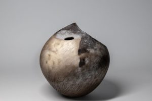 Gannet. Smoke-fired ceramic, sculptural vessel