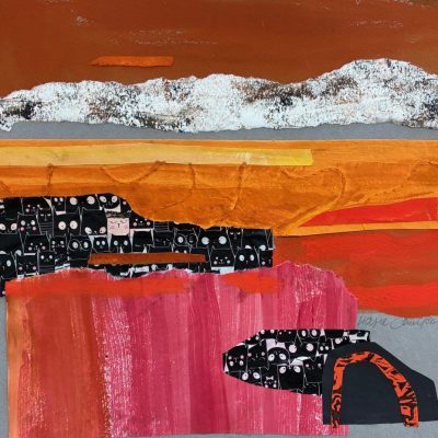 Pink sand. Collage. 30 x30 cm