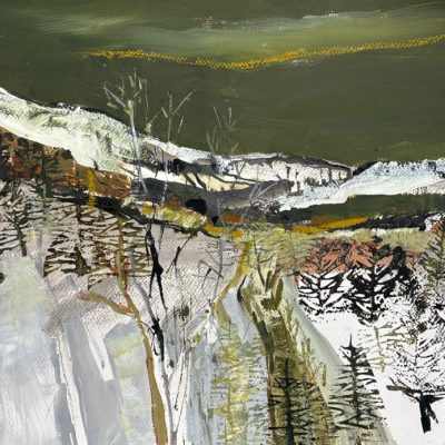 Winter trees. Gouache and ink. 50x35 cm