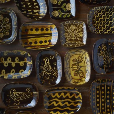Medley of slipware dishes Medley of slipware dishes