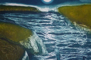 Moon Landing, collagraph print