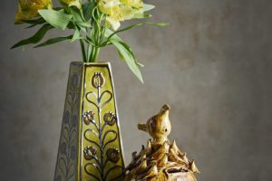 Obelisk vase and cuckoo whistle moneybox