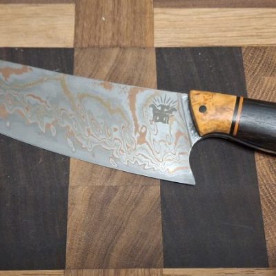 Rainbow Damascus chef's knife
