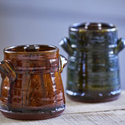 Two Small Lidded Jars