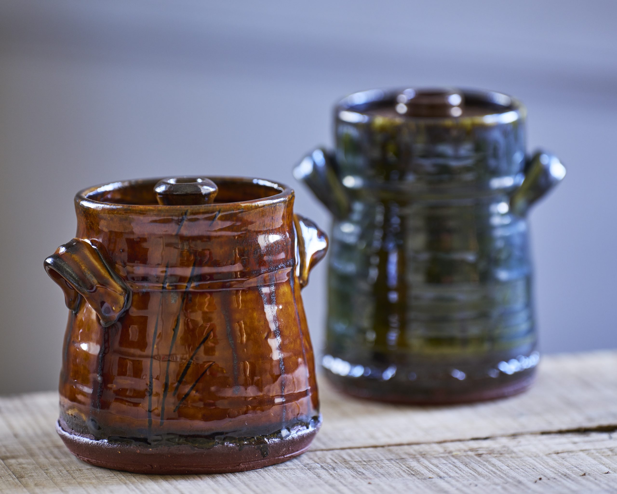 Two Small Lidded Jars