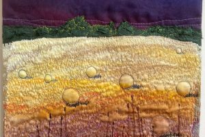 Haylage, machine embroidered wall-panel, 30x30cm