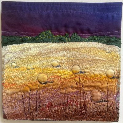 Haylage, machine embroidered wall-panel, 30x30cm