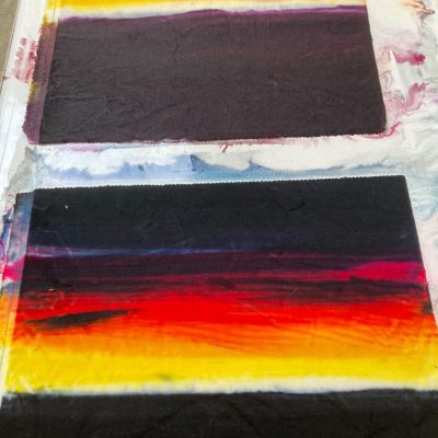 work in progress - dye-painting velvet skies