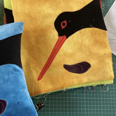 work in progress - oystercatcher cushions