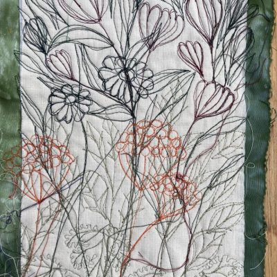 work in progress - reverse of garden panel