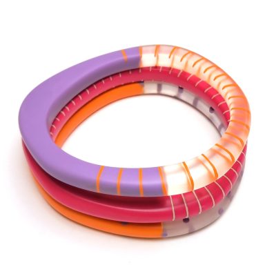 Colourful Wangle bangle stack - resin + magnets, 2025 Colourful Wangle bangle stack - resin + magnets, 2025