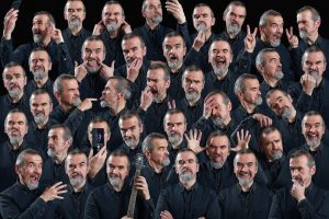 Composite of 39 self portraits - creating a crowd, one photo at a time