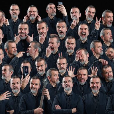 Composite of 39 self portraits - creating a crowd, one photo at a time