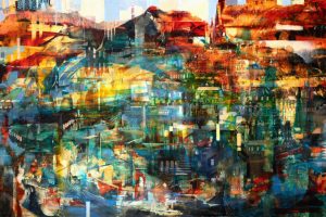 Auld Reekie and The Tower of Babel.Oil on Panel .117x160cm.Frame 132x175cm.£11,000
