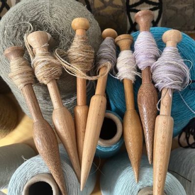 My wooden bobbins wrapped with yarns ready to use on my loom. My wooden bobbins wrapped with yarns ready to use on my loom.