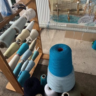 My yarn holder in my studio made by a local woodcrafter using recycled wood My yarn holder in my studio made by a local woodcrafter using recycled wood